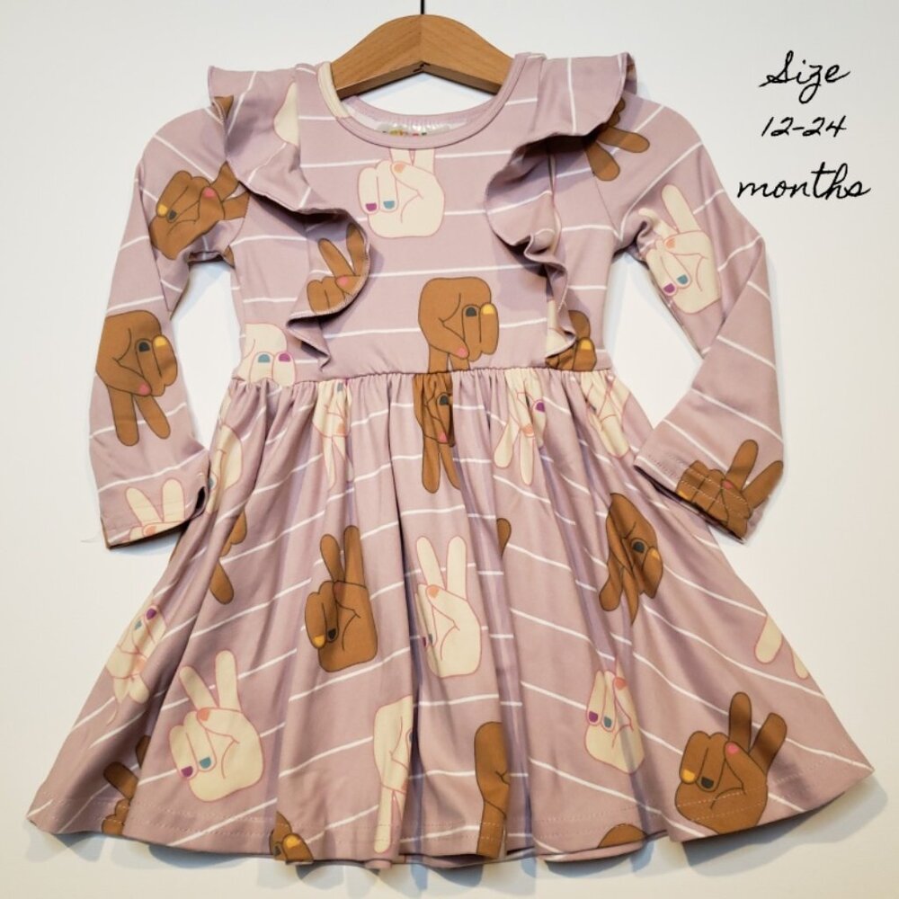 DotDotSmile 12-24 month Ruffle Dress - Peace Sign